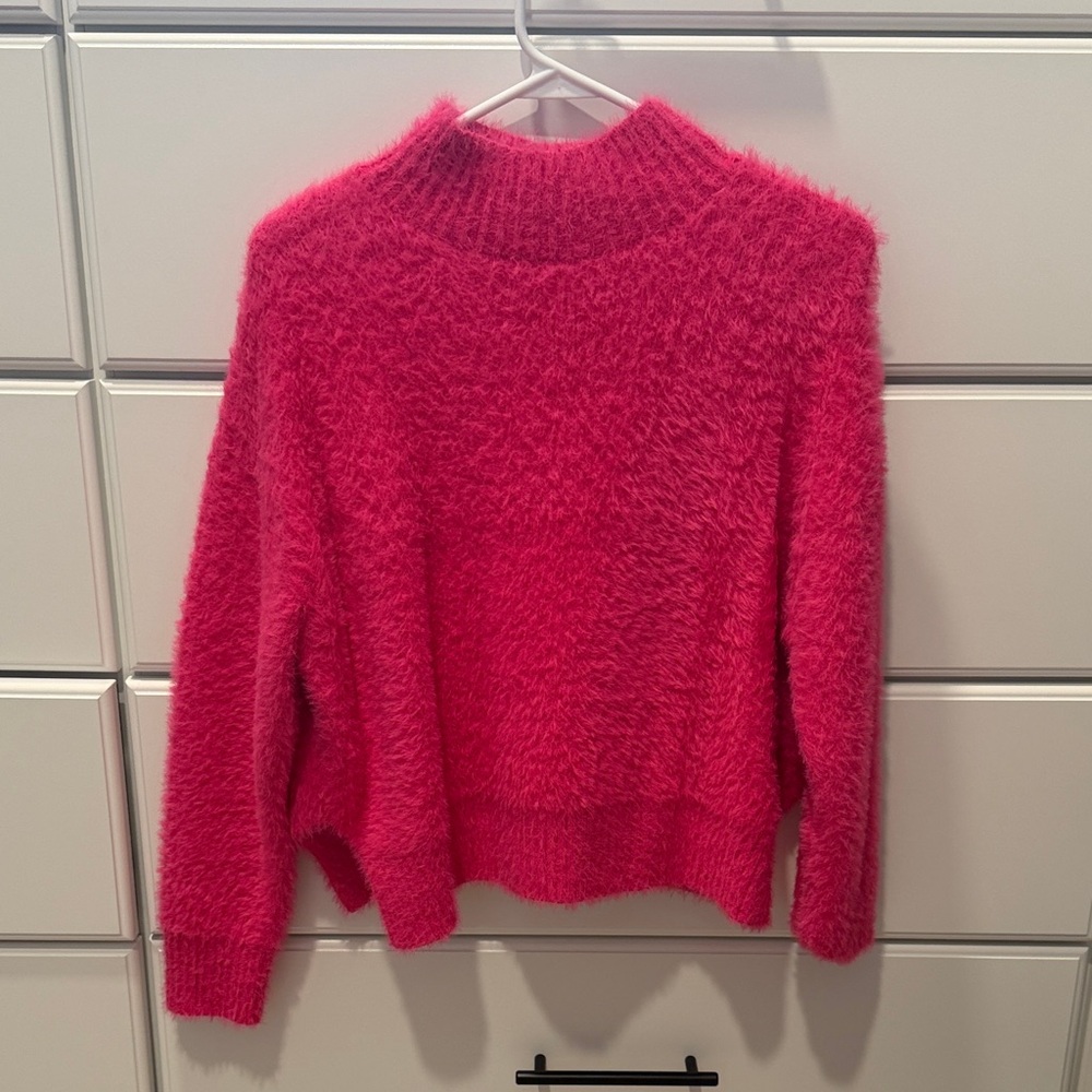 Vici Vibrant Pink Fuzzy Turtleneck Sweater